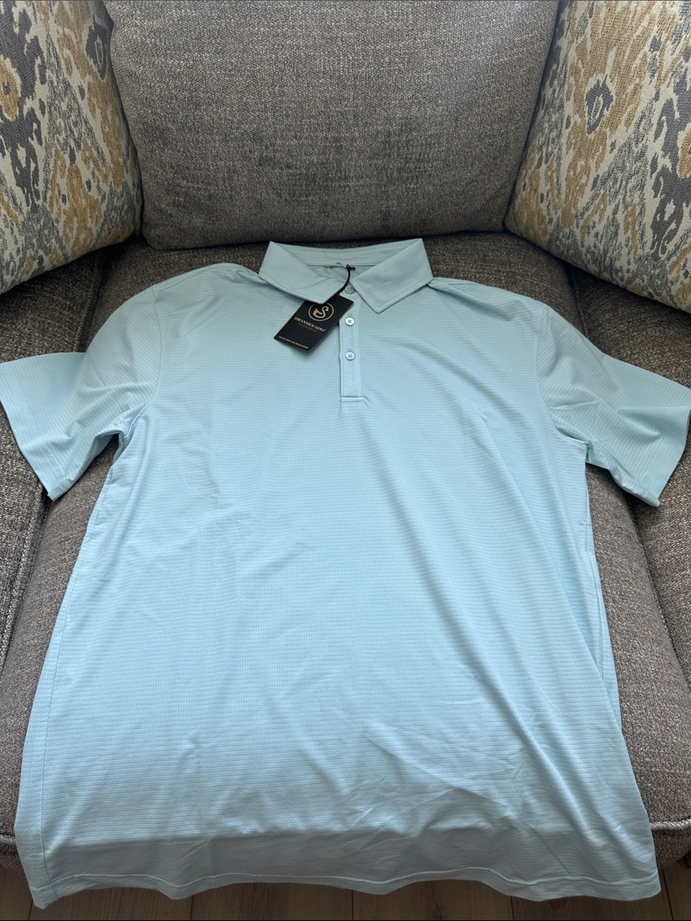 Annie Men's Pale Blue Performance Polo